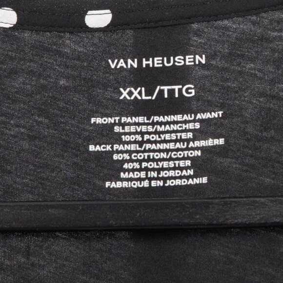 Van Heusen Polka Dot Blouse XXL Womens Black White Stretch 3/4 Sleeves - Picture 4 of 5